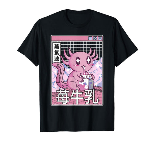 Axolotl Strawberry Milk Kawaii T-Shirt - Unique Graphic for Adults - T-Shirt, Sweatshirt, Hoodie
