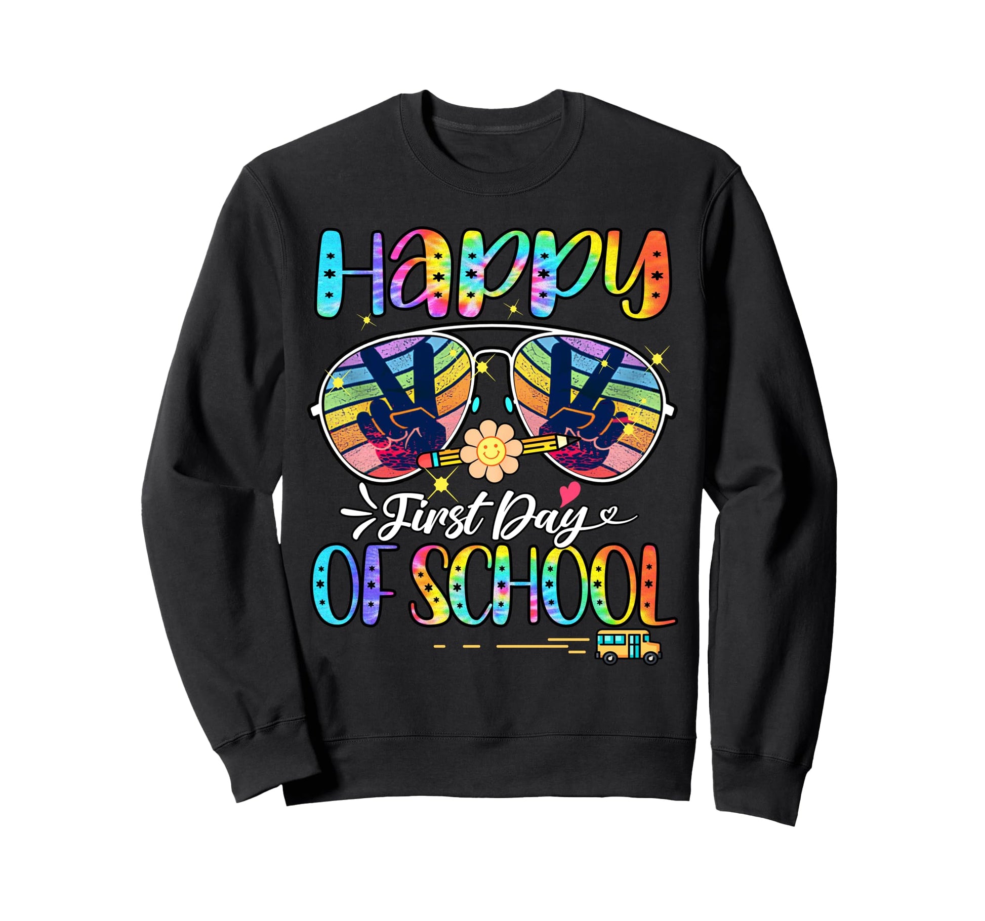Happy First Day School Groovy Sweatshirt - Fun Novelty Design Unisex - T-Shirt, Sweatshirt, Hoodie