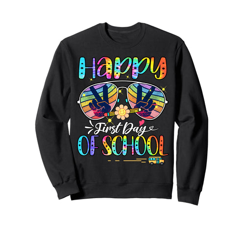 Happy First Day School Groovy Sweatshirt - Fun Novelty Design Unisex - T-Shirt, Sweatshirt, Hoodie