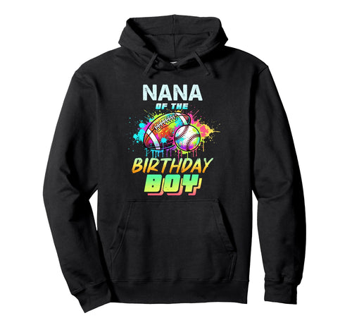 Nana Birthday Baseball Football Colorful Hoodie - Unique Graphic Unisex - T-Shirt, Sweatshirt, Hoodie