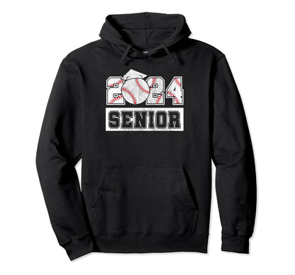 Senior 2024 Baseball Player Class Hoodie - Fun Novelty Design Men Women - T-Shirt, Sweatshirt, Hoodie