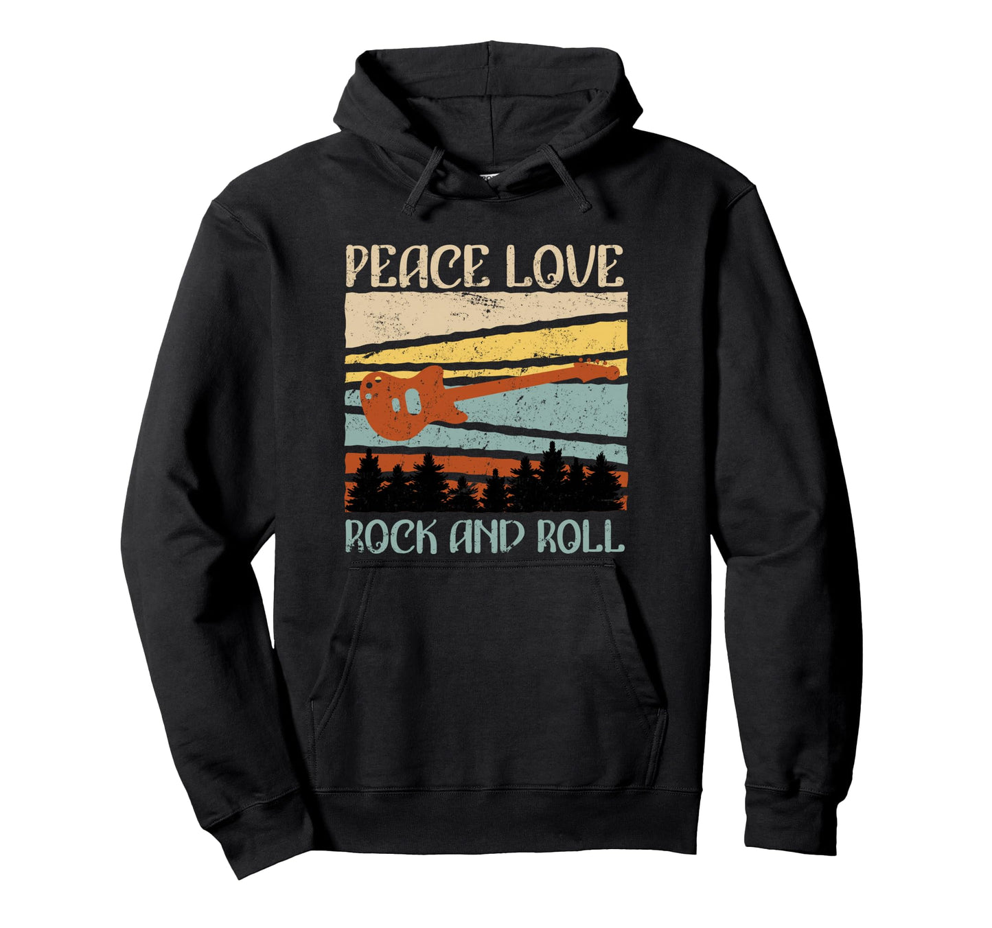 Peace Love Rock And Roll Musician Hoodie - Casual Everyday Wear Men Women - T-Shirt, Sweatshirt, Hoodie
