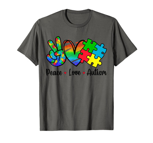 Peace Love Autism April We Wear Blue T-Shirt - Minimalist Print Men Women - T-Shirt, Sweatshirt, Hoodie