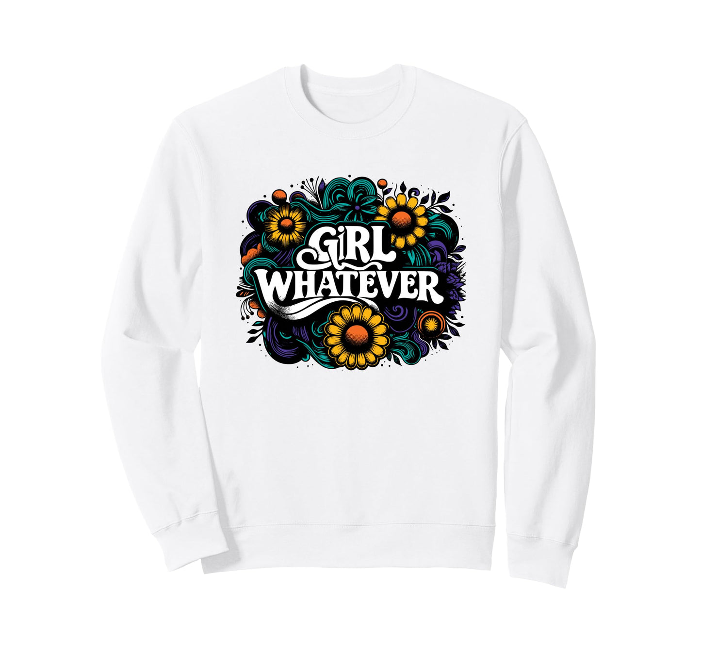Whatever Hippie 60S 70S Daisy Sweatshirt - Casual Everyday Wear for Adults - T-Shirt, Sweatshirt, Hoodie