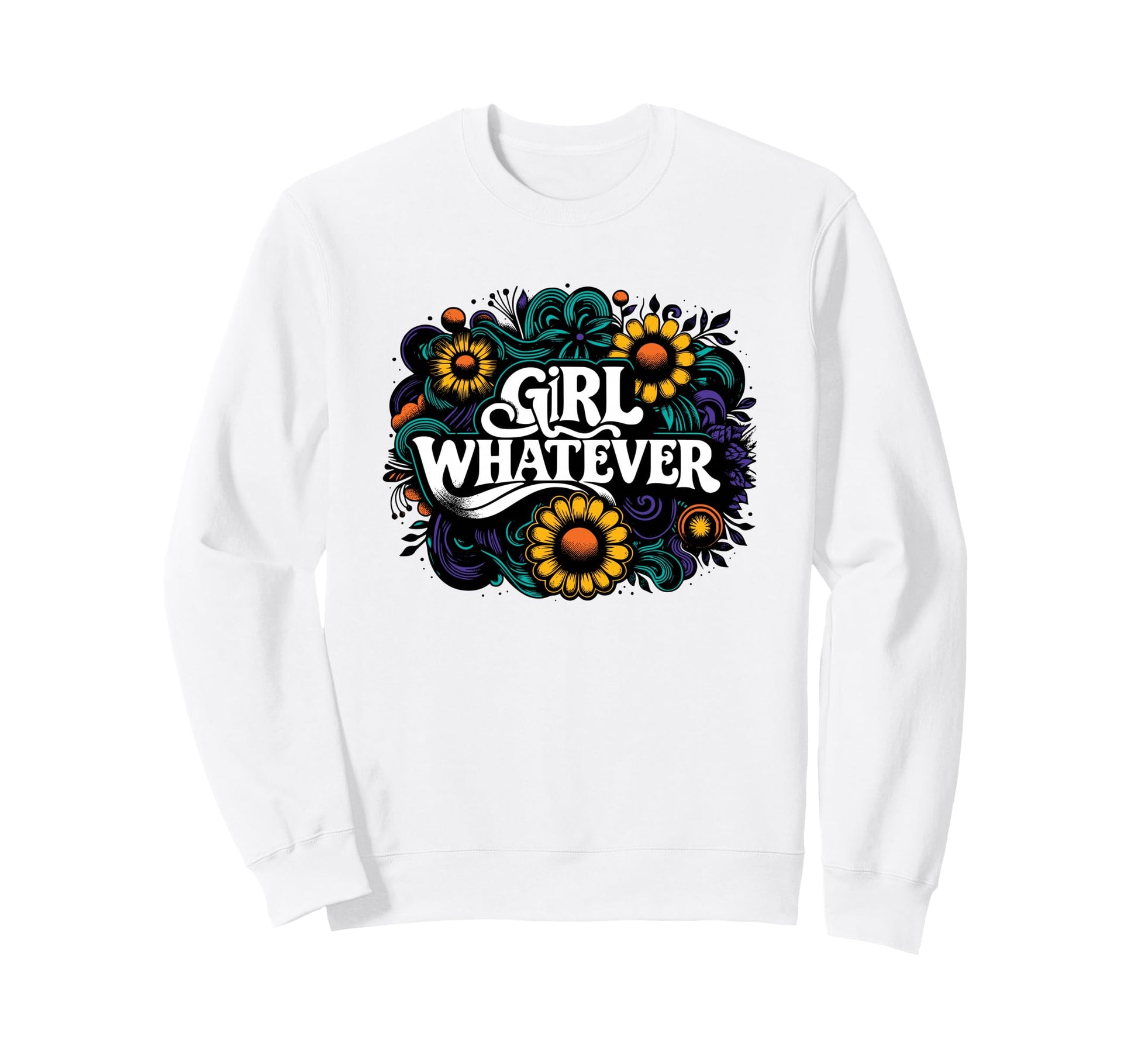 Whatever Hippie 60S 70S Daisy Sweatshirt - Casual Everyday Wear for Adults - T-Shirt, Sweatshirt, Hoodie