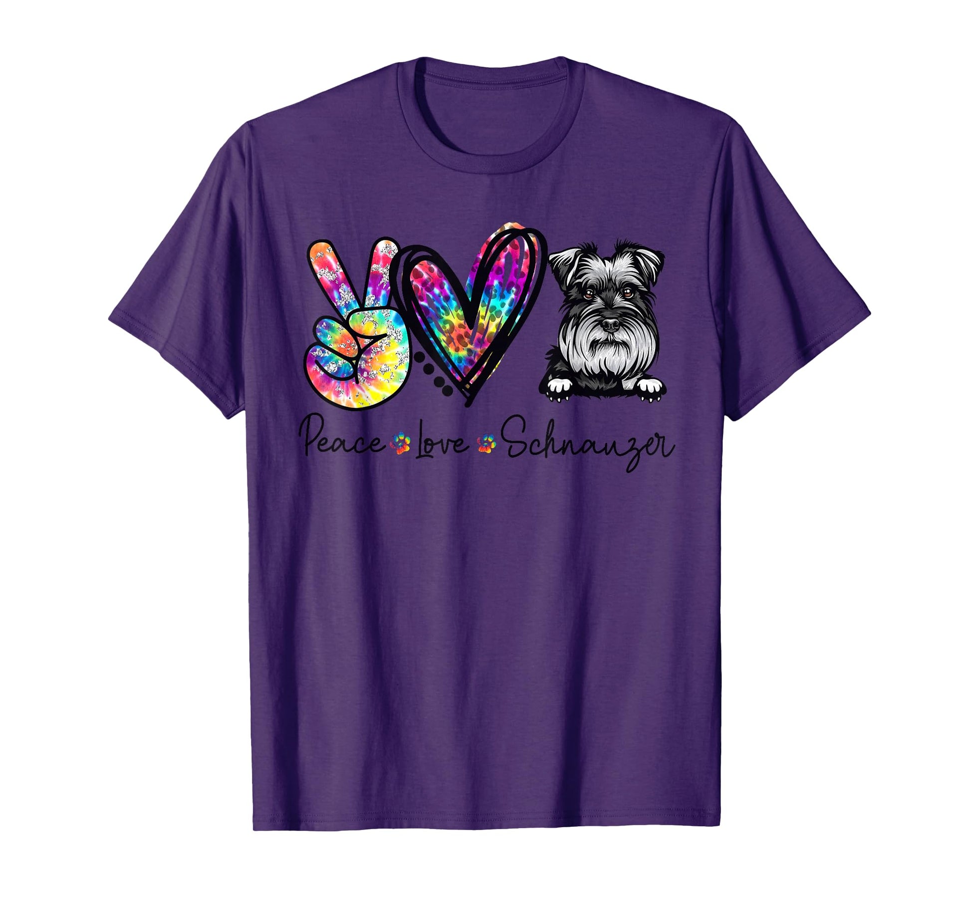 Peace Love Schnauzer Funny Tie Dye Dog T-Shirt - Trendy Graphic for Adults - T-Shirt, Sweatshirt, Hoodie