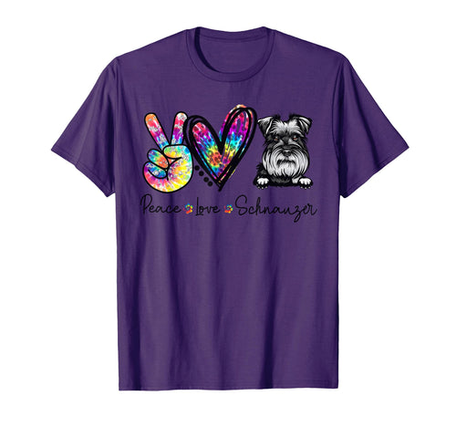Peace Love Schnauzer Funny Tie Dye Dog T-Shirt - Trendy Graphic for Adults - T-Shirt, Sweatshirt, Hoodie