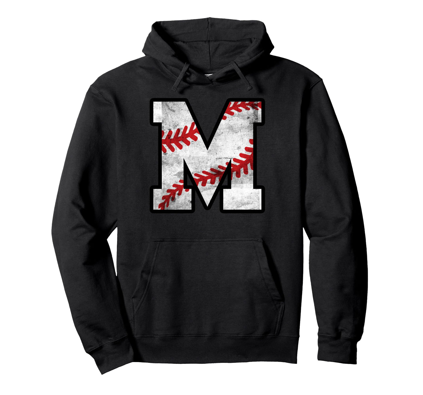 Distressed Baseball Letter M Hoodie - Graphic Print for Adults - T-Shirt, Sweatshirt, Hoodie