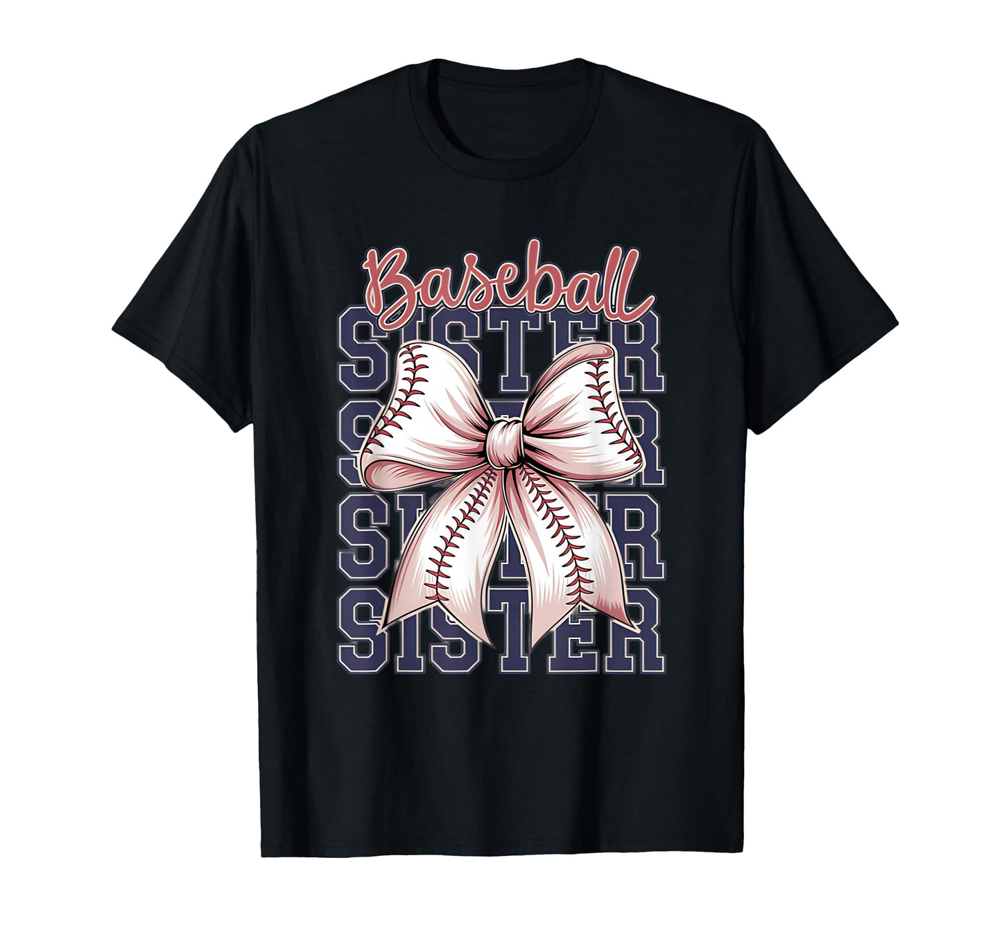 Baseball Sister Coquette Bow T-Shirt - Novelty Apparel for Adults - T-Shirt, Sweatshirt, Hoodie