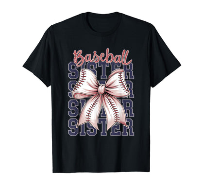 Baseball Sister Coquette Bow T-Shirt - Novelty Apparel for Adults - T-Shirt, Sweatshirt, Hoodie