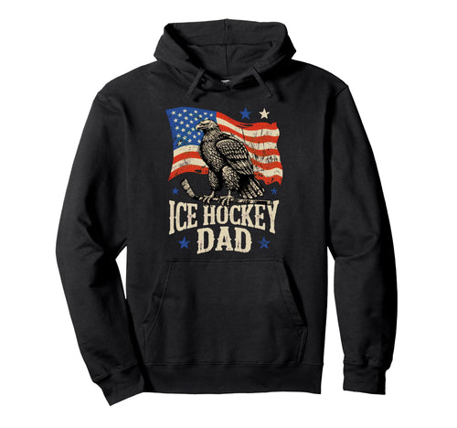 Ice Hockey American Flag Ice Hockey Dad Hoodie - Graphic Print Unisex - T-Shirt, Sweatshirt, Hoodie