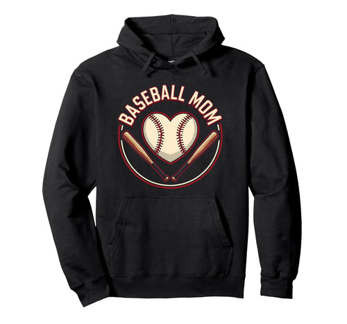 Baseball Mom Heart Proud Sports Parent Hoodie - Minimalist Print Men Women - T-Shirt, Sweatshirt, Hoodie