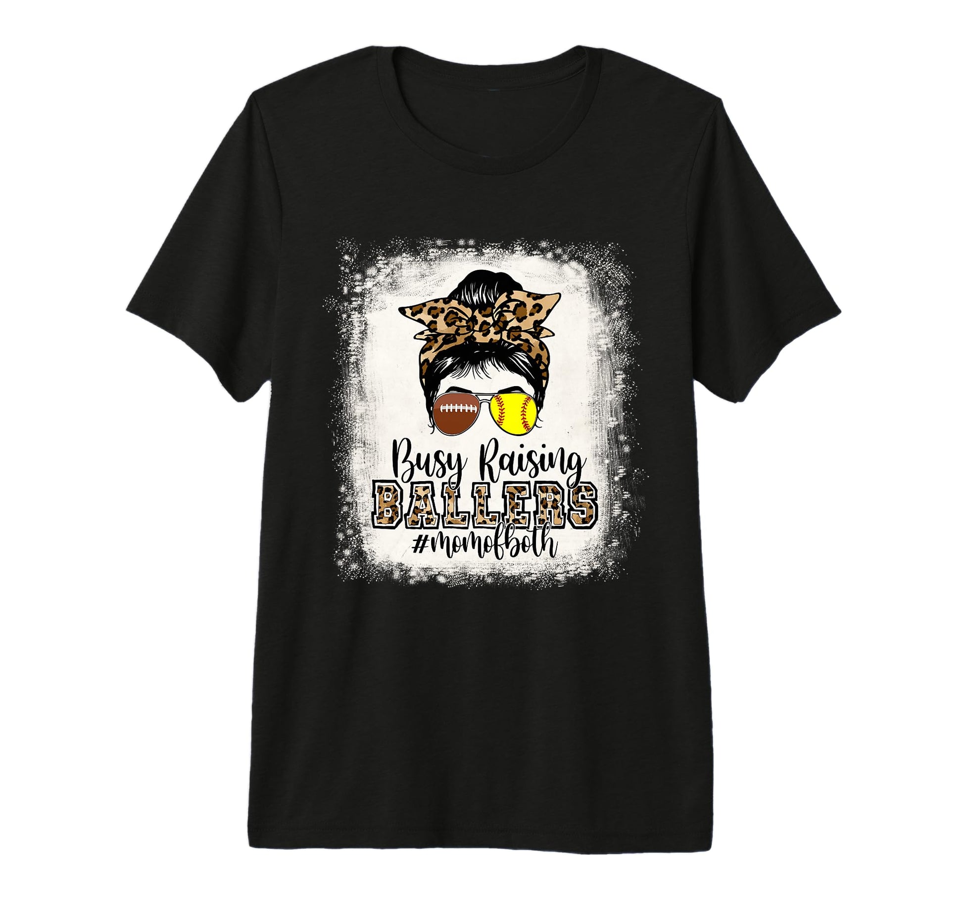 Busy Raising Ballers Mom Both Football T-Shirt - Fun Novelty Design Unisex - T-Shirt, Sweatshirt, Hoodie