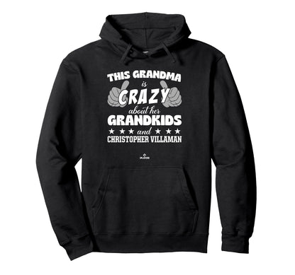 Grandma Crazy Christopher Villaman Hoodie - Minimalist Print for Adults - T-Shirt, Sweatshirt, Hoodie