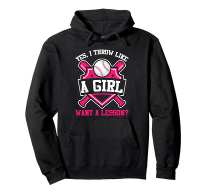 Pitcher Baseball Yes I Throw Like Hoodie - Streetwear Style for Adults - T-Shirt, Sweatshirt, Hoodie