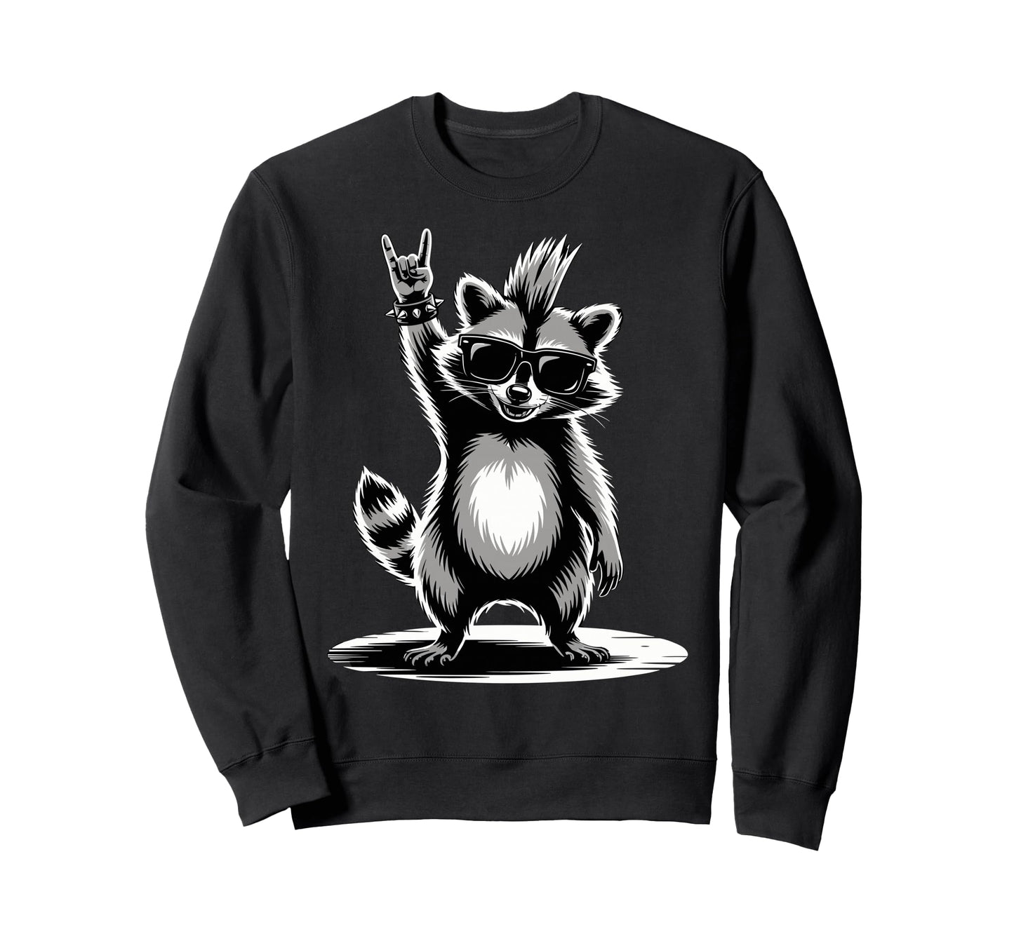 Funny Raccoon Loving Rock And Roll Sweatshirt - Minimalist Print Unisex - T-Shirt, Sweatshirt, Hoodie