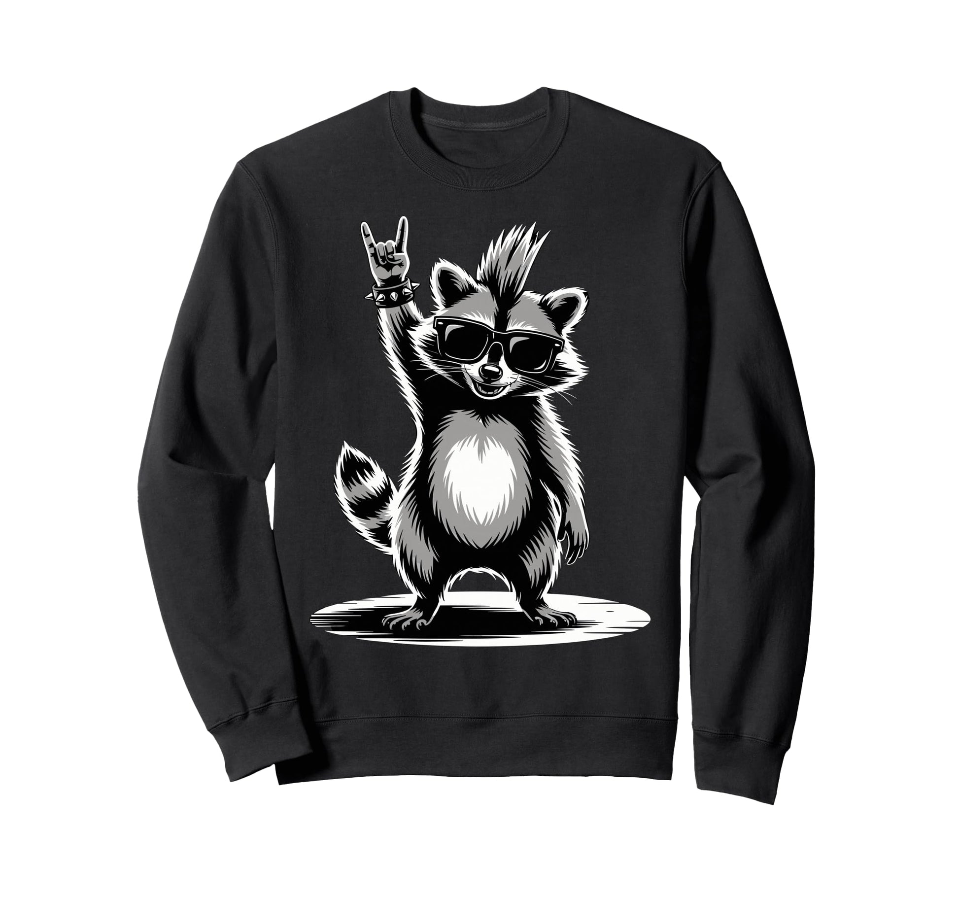 Funny Raccoon Loving Rock And Roll Sweatshirt - Minimalist Print Unisex - T-Shirt, Sweatshirt, Hoodie