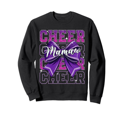 Cheer Mamaw Mothers Day Purple Bow Sweatshirt - Unique Graphic Men Women - T-Shirt, Sweatshirt, Hoodie