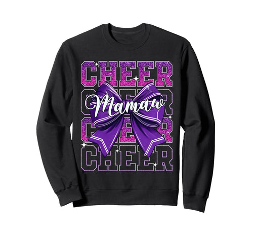Cheer Mamaw Mothers Day Purple Bow Sweatshirt - Unique Graphic Men Women - T-Shirt, Sweatshirt, Hoodie