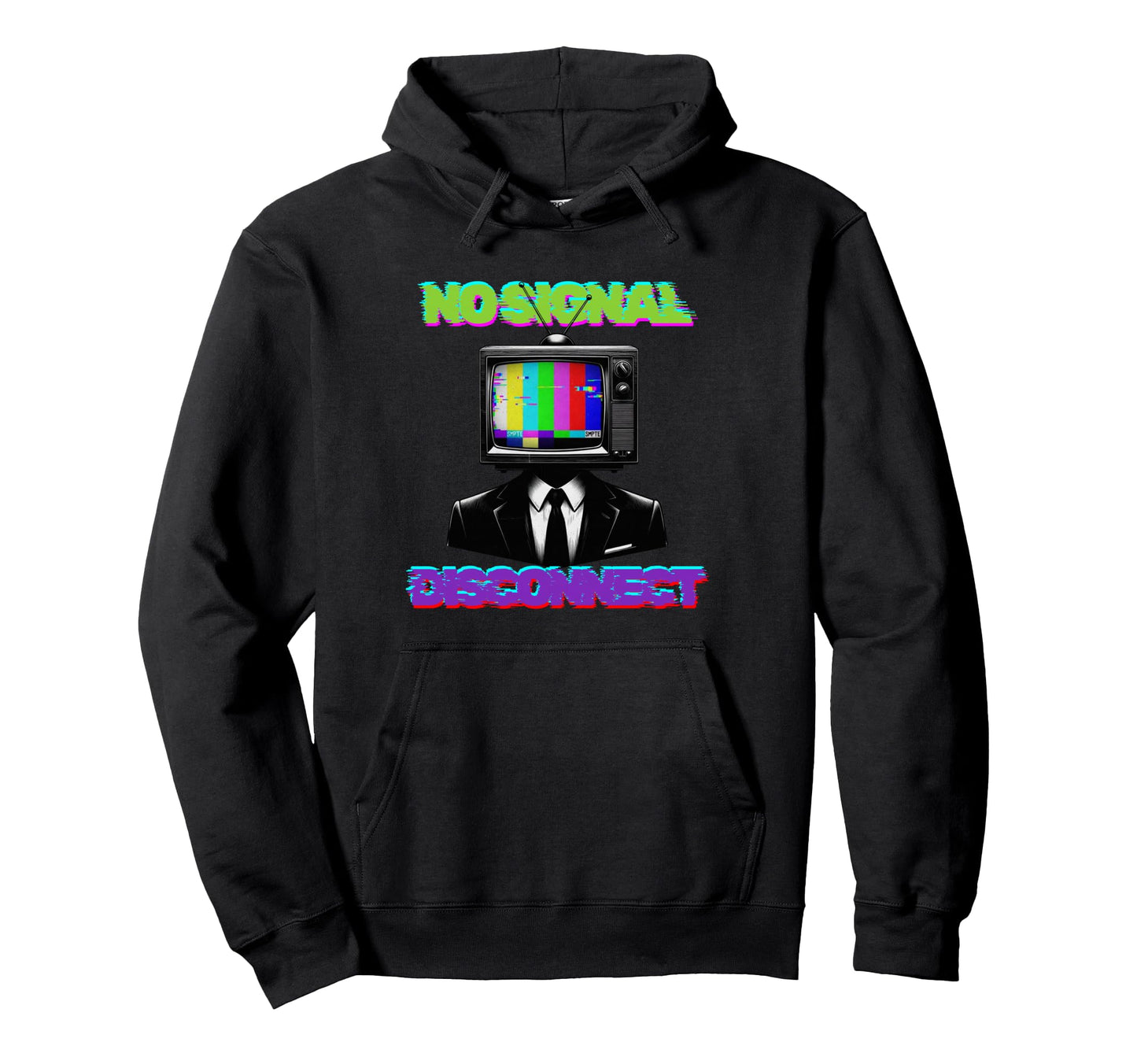Tv Head Glitch Color Bars Surreal Grunge Hoodie - Unique Graphic Men Women - T-Shirt, Sweatshirt, Hoodie