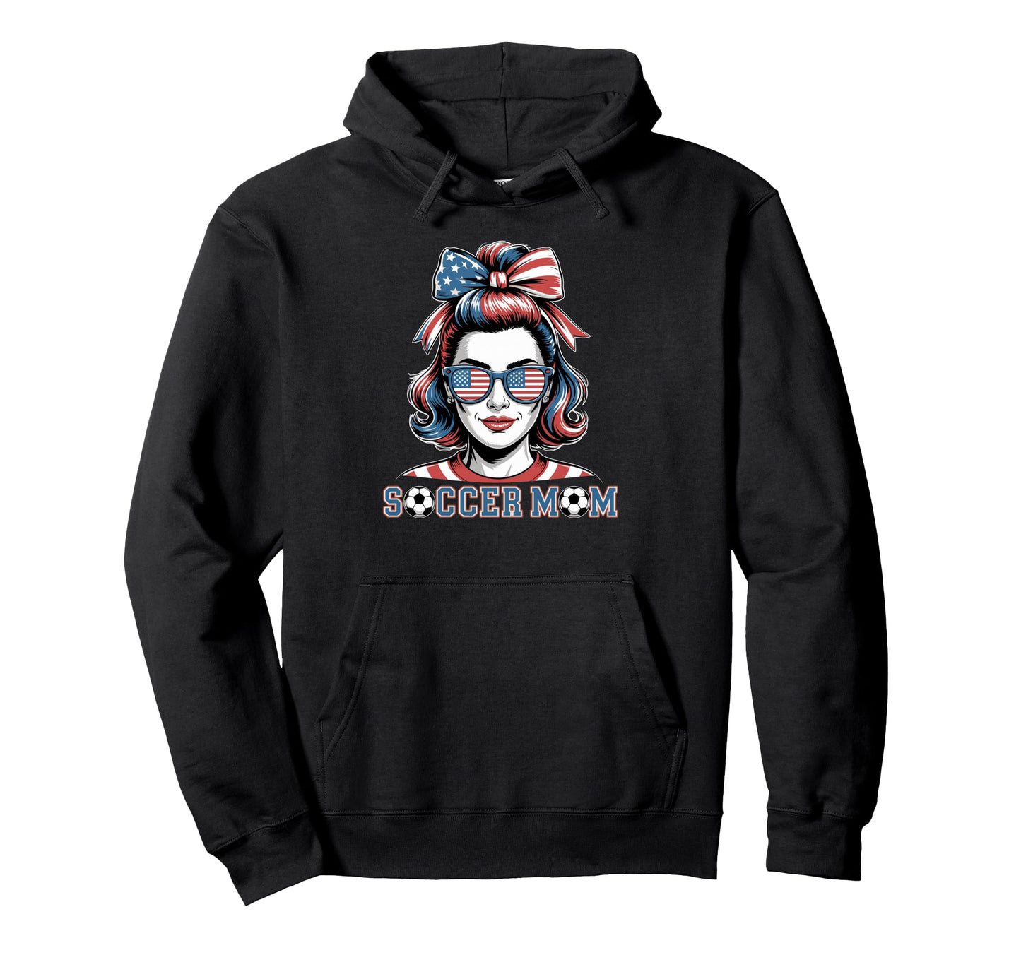 Patriotic Soccer Mom American Flag Hoodie - Aesthetic Graphic Men Women - T-Shirt, Sweatshirt, Hoodie