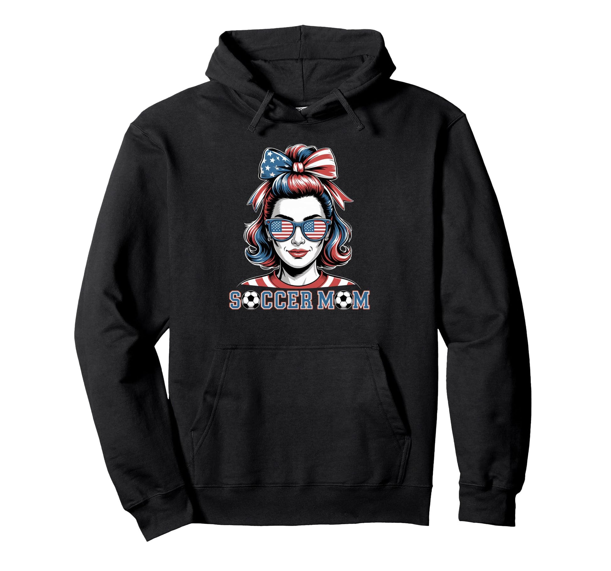 Patriotic Soccer Mom American Flag Hoodie - Aesthetic Graphic Men Women - T-Shirt, Sweatshirt, Hoodie