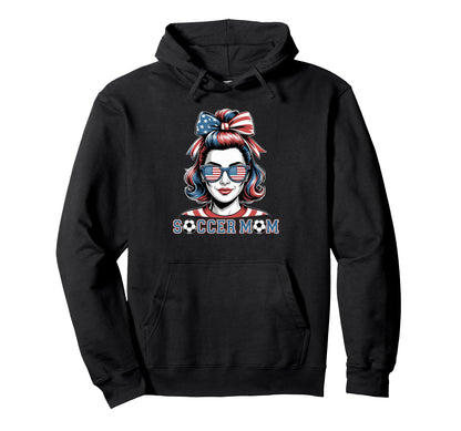 Patriotic Soccer Mom American Flag Hoodie - Aesthetic Graphic Men Women - T-Shirt, Sweatshirt, Hoodie