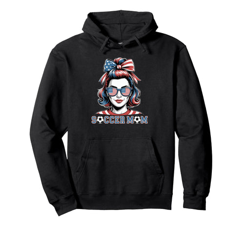 Patriotic Soccer Mom American Flag Hoodie - Aesthetic Graphic Men Women - T-Shirt, Sweatshirt, Hoodie