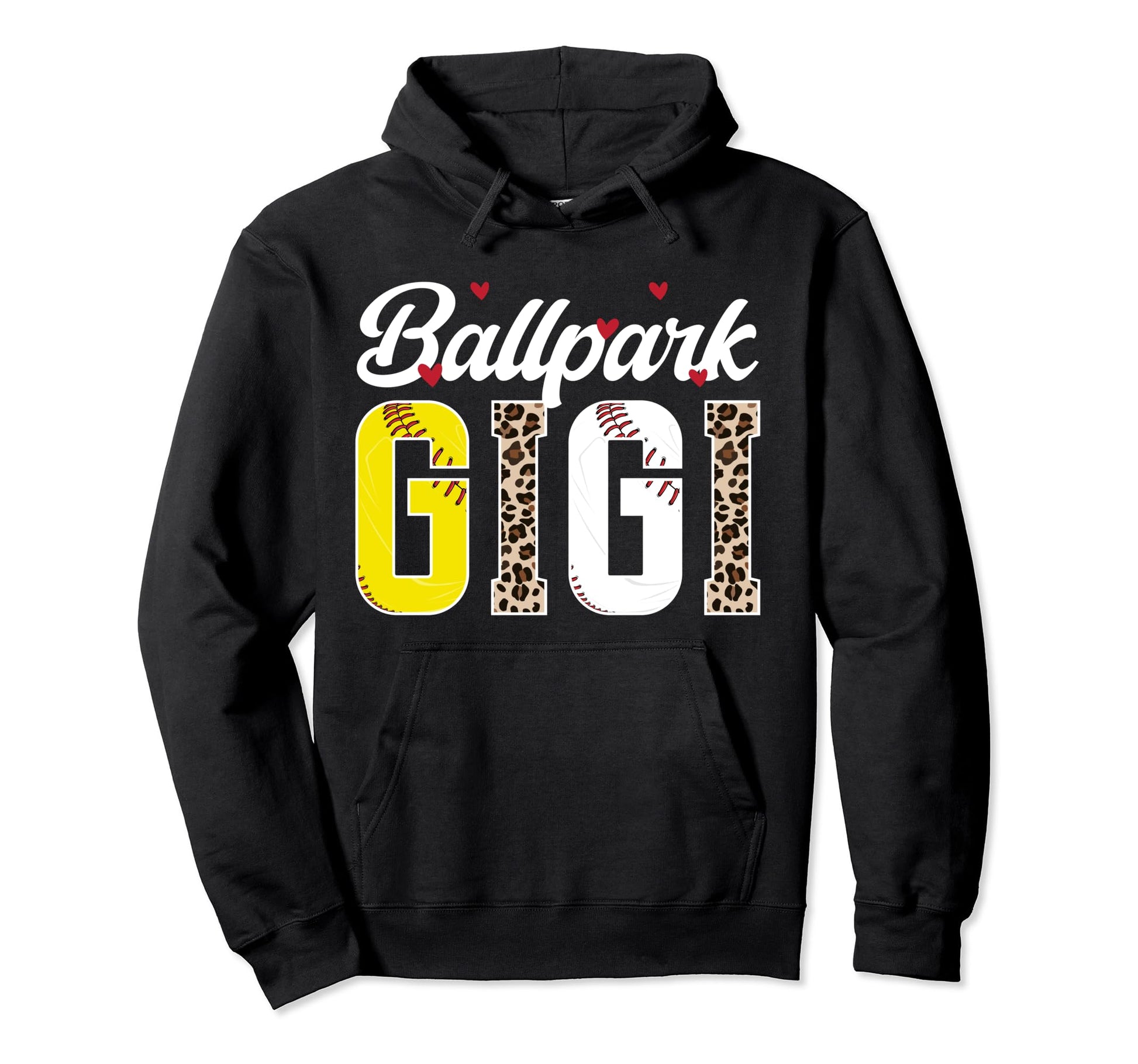 Ballpark Gigi Leopard Baseball Softball Hoodie - Unique Graphic for Adults - T-Shirt, Sweatshirt, Hoodie