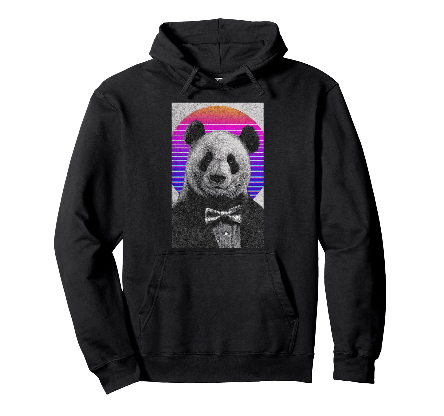 Funny Panda Bow Tie 80S Synthwave Hoodie - Casual Everyday Wear Unisex - T-Shirt, Sweatshirt, Hoodie
