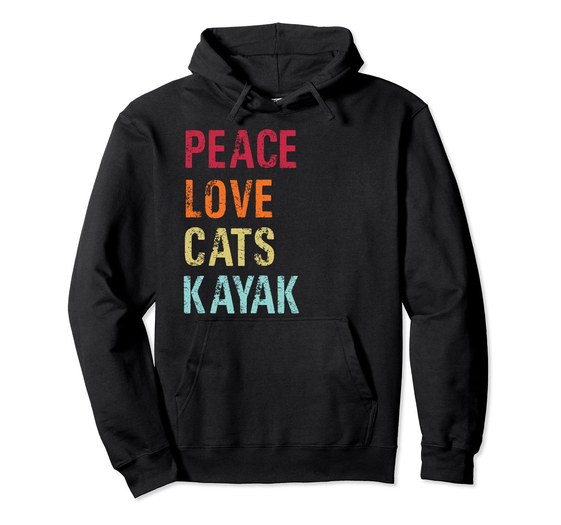 Peace Love Cats Kayak Hoodie - Graphic Print Men Women - T-Shirt, Sweatshirt, Hoodie