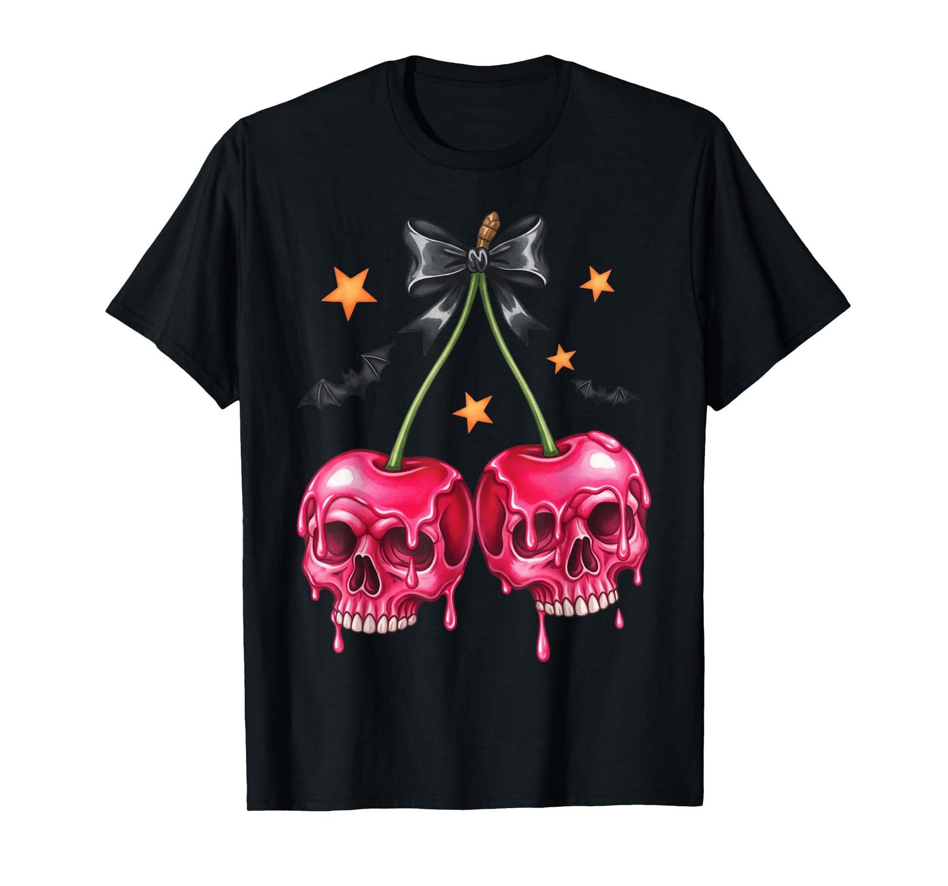 Halloween Skull Cherries Dark T-Shirt - Fun Novelty Design Men Women - T-Shirt, Sweatshirt, Hoodie