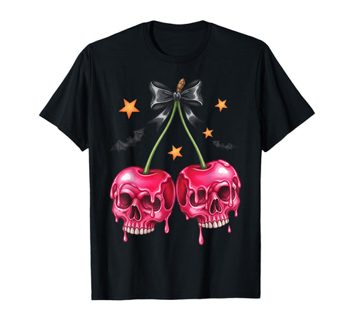 Halloween Skull Cherries Dark T-Shirt - Fun Novelty Design Men Women - T-Shirt, Sweatshirt, Hoodie