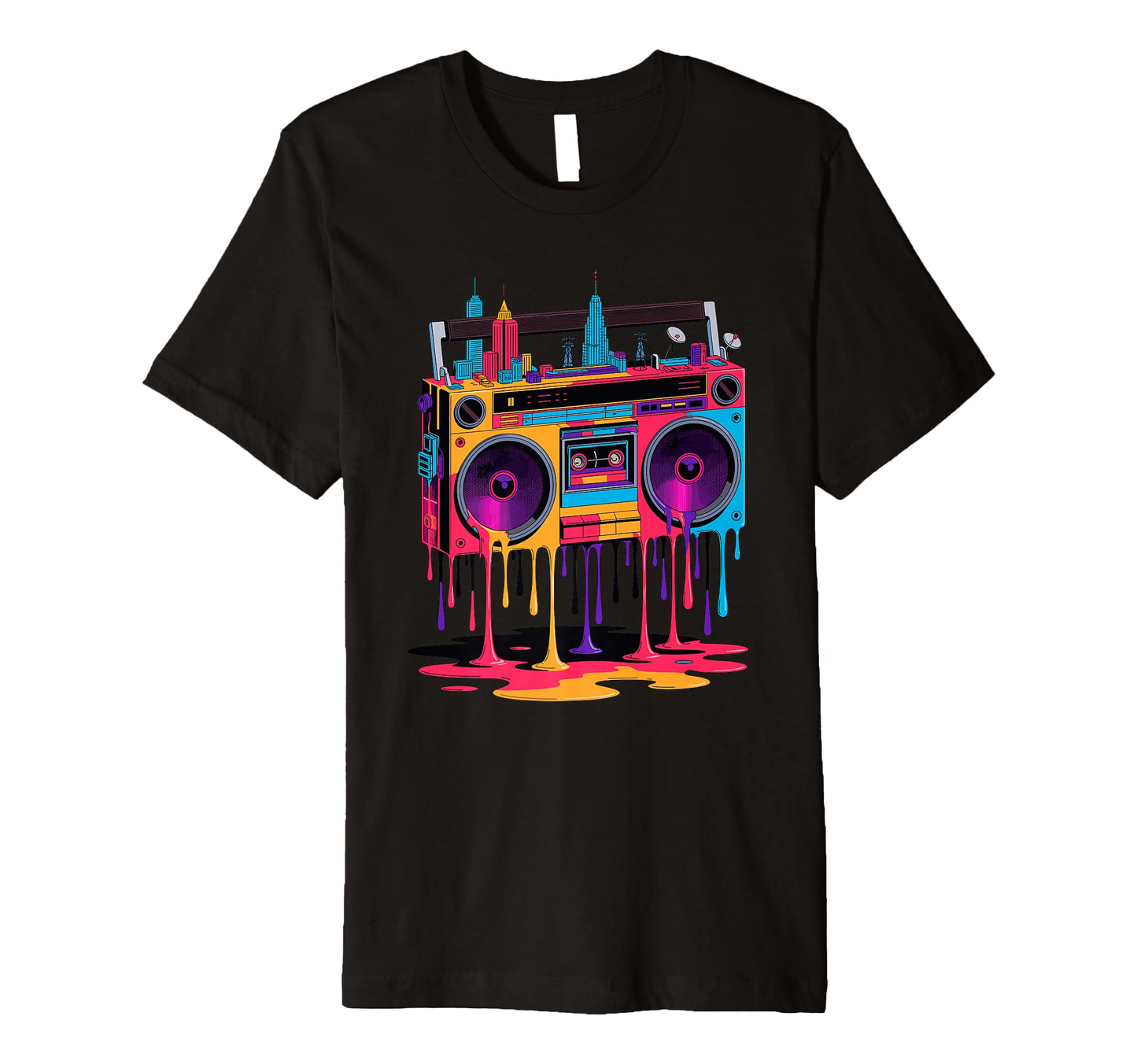Dripping Paint Boombox Old School 80S T-Shirt - Custom Art Print Men Women - T-Shirt, Sweatshirt, Hoodie
