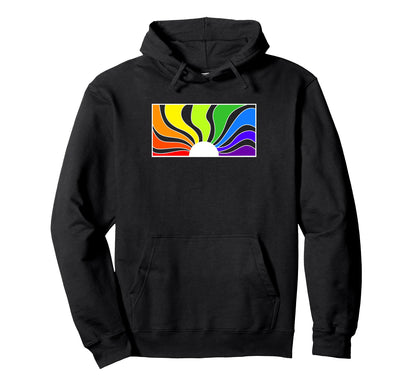Sunset Rainbow Sun Wave Chill Vibes Pride Hoodie - Graphic Print Unisex - T-Shirt, Sweatshirt, Hoodie
