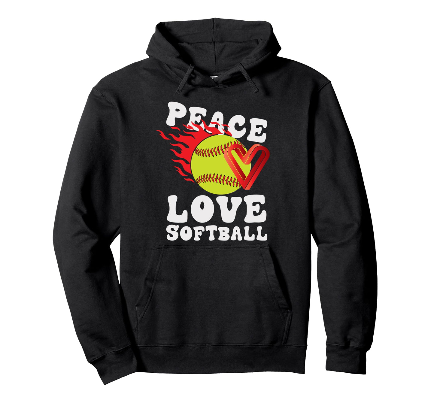 Peace Love Softball Hoodie - Streetwear Style for Adults - T-Shirt, Sweatshirt, Hoodie