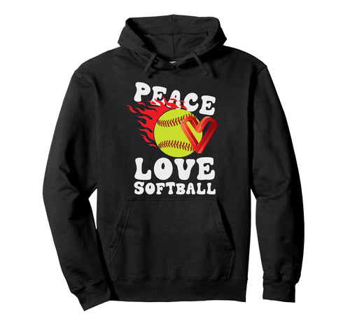 Peace Love Softball Hoodie - Streetwear Style for Adults - T-Shirt, Sweatshirt, Hoodie