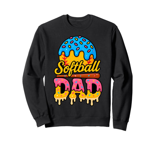 Ice Cream Drip Softball Dad Sweatshirt - Casual Everyday Wear for Adults - T-Shirt, Sweatshirt, Hoodie
