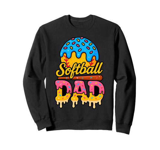 Ice Cream Drip Softball Dad Sweatshirt - Casual Everyday Wear for Adults - T-Shirt, Sweatshirt, Hoodie