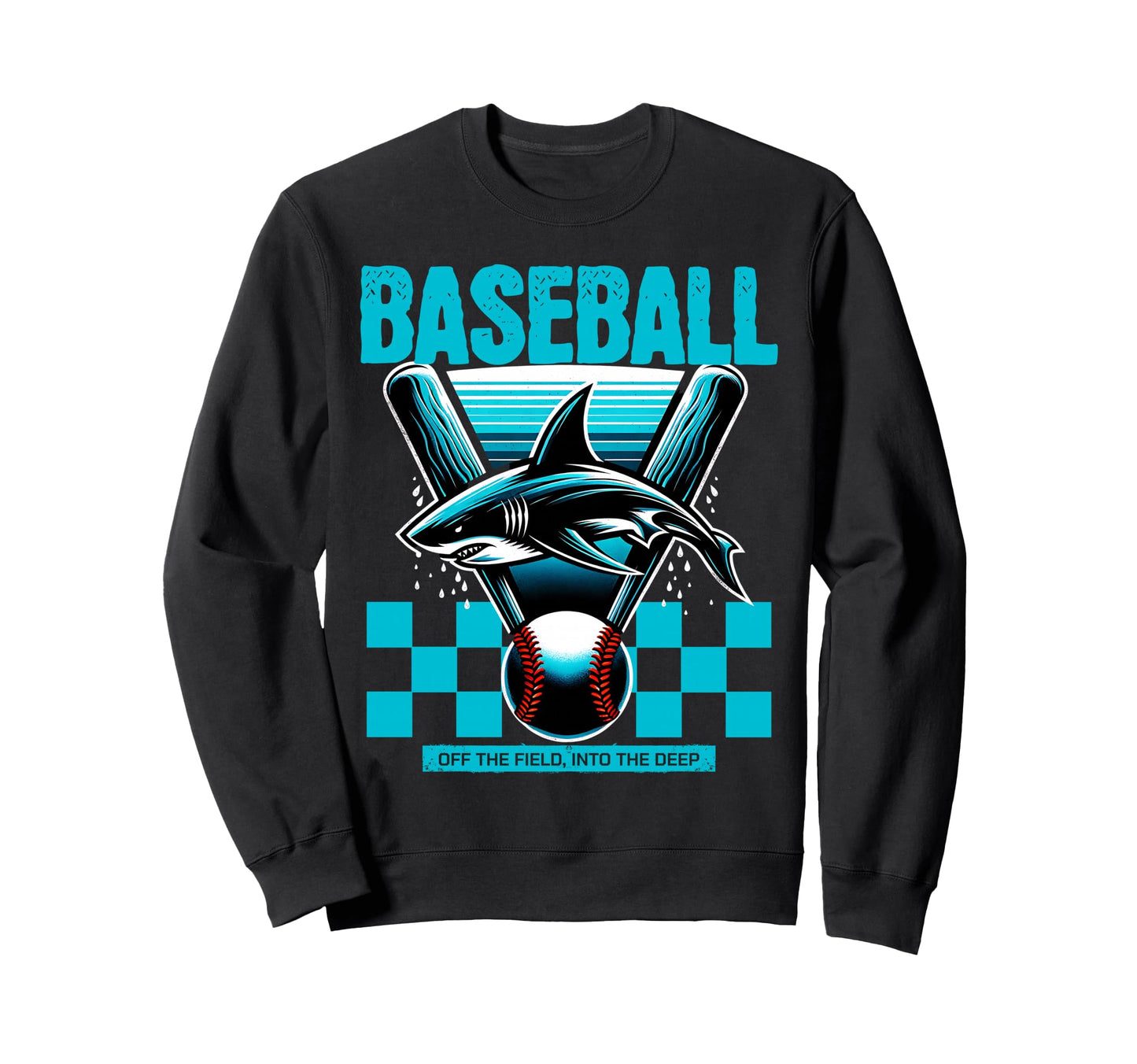 Baseball Shark Off Field Into Deep Sweatshirt - Graphic Print Unisex - T-Shirt, Sweatshirt, Hoodie