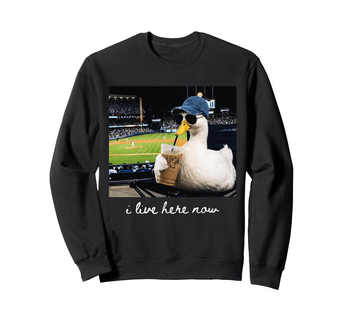 Funny Goose I Live Here Now Sweatshirt - Unique Graphic for Adults - T-Shirt, Sweatshirt, Hoodie