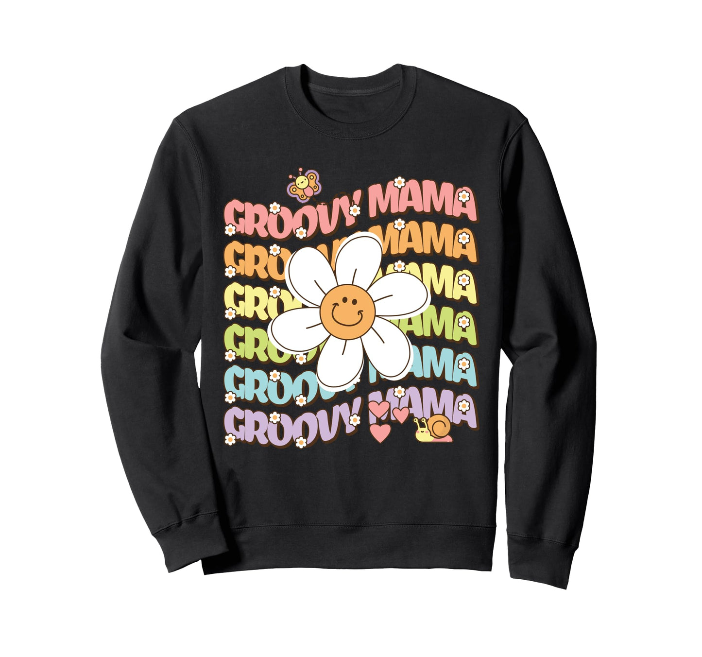 Groovy Mama 70S Daisy Flower Boho Sweatshirt - Minimalist Print for Adults - T-Shirt, Sweatshirt, Hoodie