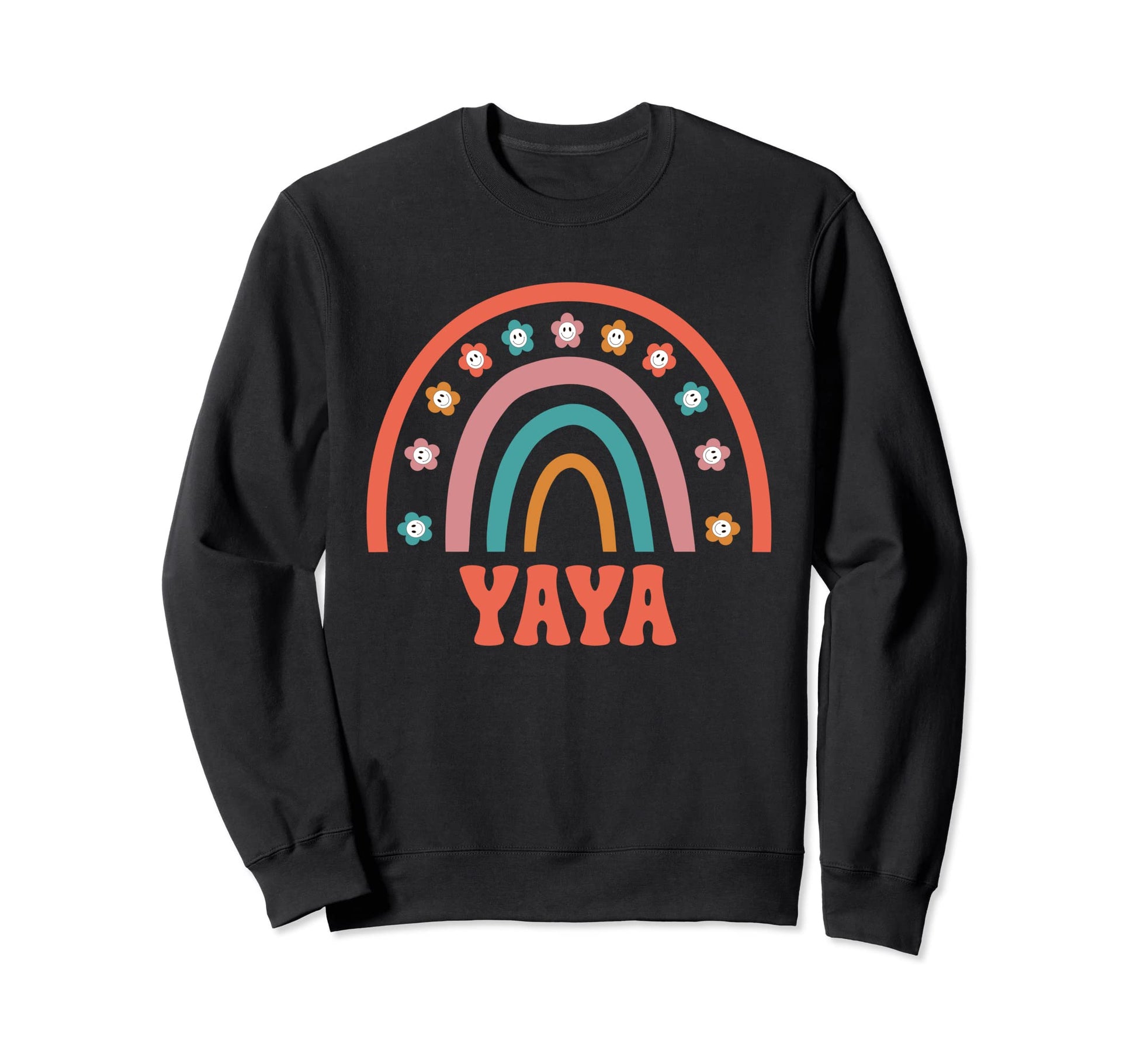 Yaya Groovy Grandma Rainbow Boho Sweatshirt - Unique Graphic Unisex - T-Shirt, Sweatshirt, Hoodie