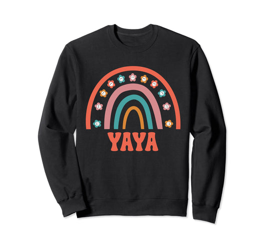 Yaya Groovy Grandma Rainbow Boho Sweatshirt - Unique Graphic Unisex - T-Shirt, Sweatshirt, Hoodie