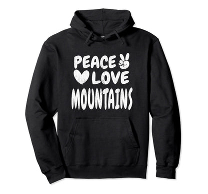Peace Love Mountains Groovy 60S 70S Hippie Hoodie - Streetwear Style Unisex - T-Shirt, Sweatshirt, Hoodie