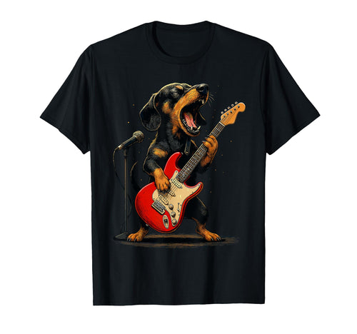 Dachshund Dog Guitar Funny Rock And T-Shirt - Streetwear Style Men Women - T-Shirt, Sweatshirt, Hoodie