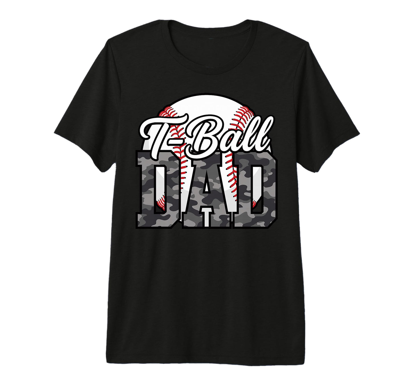 Mens Proud T Ball Dad Camo Baseball T-Shirt - Custom Art Print for Adults - T-Shirt, Sweatshirt, Hoodie