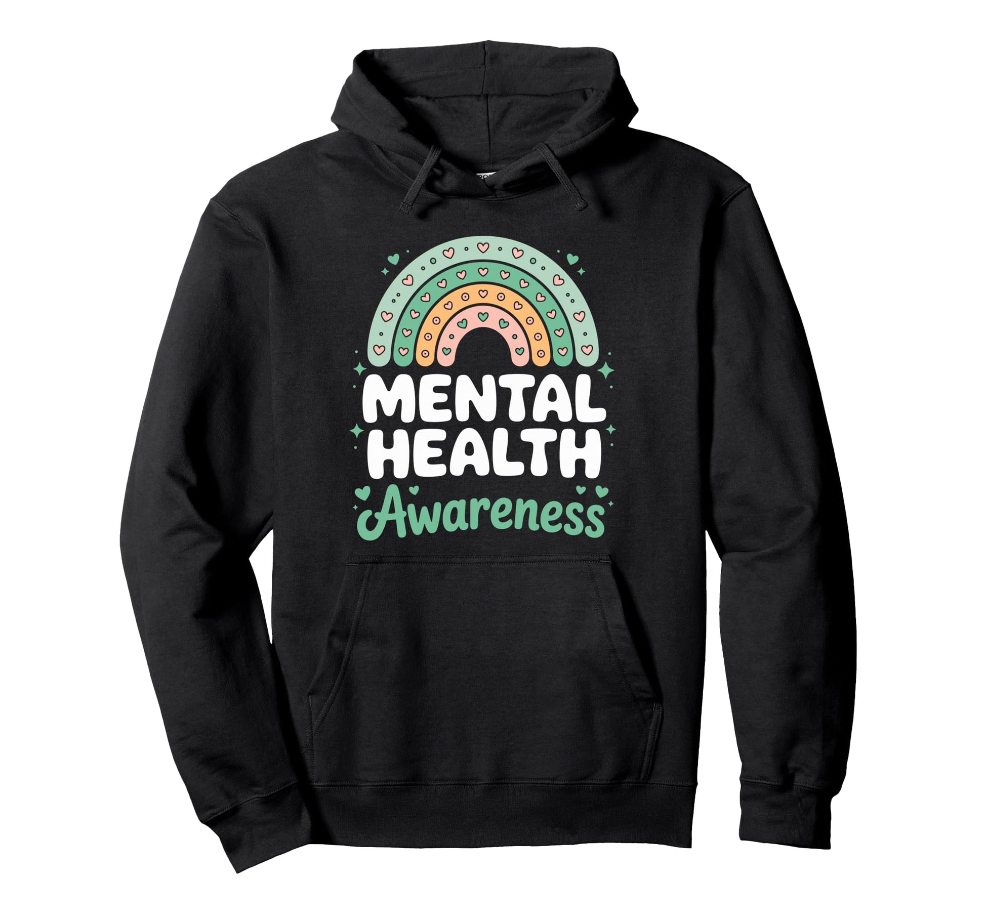 Mental Health Awareness Rainbow Green Hoodie - Streetwear Style Unisex - T-Shirt, Sweatshirt, Hoodie