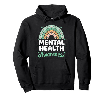 Mental Health Awareness Rainbow Green Hoodie - Streetwear Style Unisex - T-Shirt, Sweatshirt, Hoodie