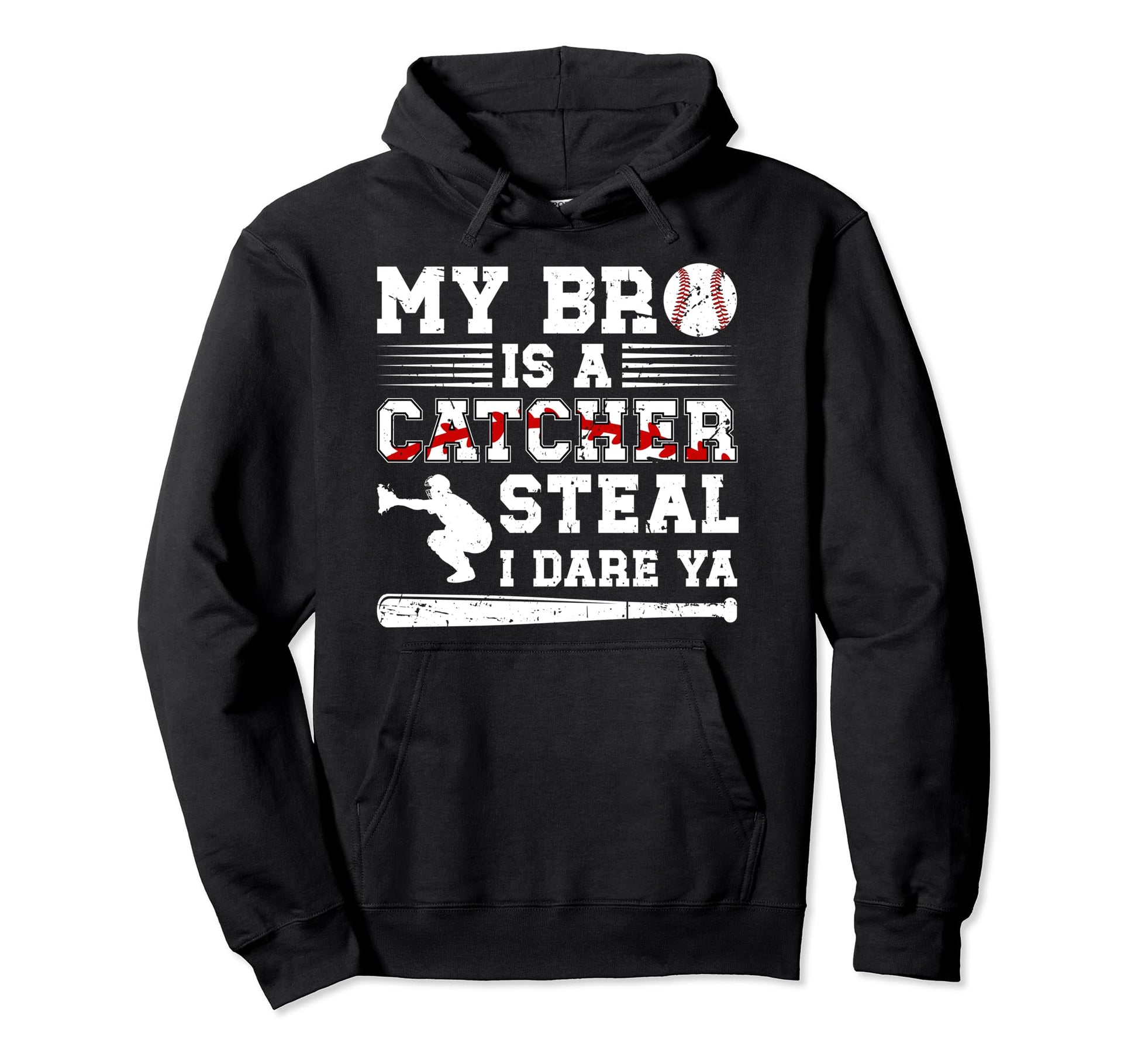 My Bro Is Baseball Catcher Brother Hoodie - Minimalist Print for Adults - T-Shirt, Sweatshirt, Hoodie